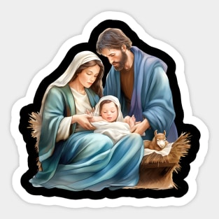 Watercolor Nativity Scene Sticker